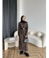 Pls Leopar Elbise - Koyu