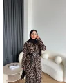 Pls Leopar Elbise - Koyu
