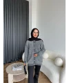 Pulia Simli Düğmeli Hırka - Gri