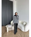 Pulia Simli Düğmeli Hırka - Gri