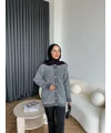 Pulia Simli Düğmeli Hırka - Gri