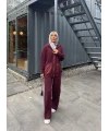 Selita Ön Fermuarlı Triko Takım - Bordo