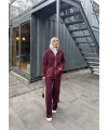Selita Ön Fermuarlı Triko Takım - Bordo