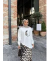 Şinda Leopar Detaylı Takım - Beyaz