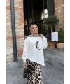 Şinda Leopar Detaylı Takım - Beyaz