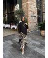 Şinda Leopar Detaylı Takım - Siyah