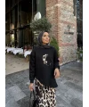 Şinda Leopar Detaylı Takım - Siyah