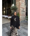 Şinda Leopar Detaylı Takım - Siyah