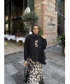 Şinda Leopar Detaylı Takım - Siyah