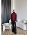Sümy Kol Katlamalı Triko Kazak - Bordo