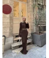 Tamara Kol Detaylı Elbise - Acı Kahve -