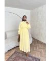 Veluna Kırışık Elbise - Sarı