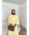 Veluna Kırışık Elbise - Sarı