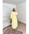 Veluna Kırışık Elbise - Sarı