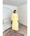 Veluna Kırışık Elbise - Sarı