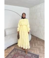 Veluna Kırışık Elbise - Sarı