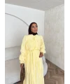 Veluna Kırışık Elbise - Sarı