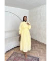 Veluna Kırışık Elbise - Sarı