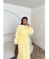 Veluna Kırışık Elbise - Sarı