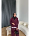 Venusa Kapşonlu Triko Takım - Bordo