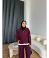 Venusa Kapşonlu Triko Takım - Bordo