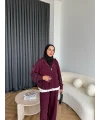 Venusa Kapşonlu Triko Takım - Bordo