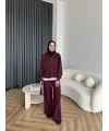 Venusa Kapşonlu Triko Takım - Bordo