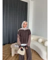 Venusa Kapşonlu Triko Takım - Kahve