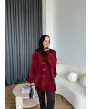 Viona Tüylü Hırka - Bordo