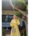 Woun Kol Detay Elbise - Sarı