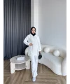 Yan Fermuarlı 3 İplik Takım - Beyaz