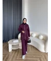 Yan Fermuarlı 3 İplik Takım - Bordo