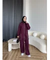 Yan Fermuarlı 3 İplik Takım - Bordo
