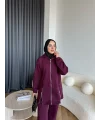 Yan Fermuarlı 3 İplik Takım - Bordo