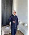 Yan Fermuarlı 3 İplik Takım - Lacivert