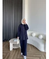 Yan Fermuarlı 3 İplik Takım - Lacivert