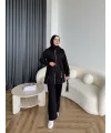 Yan Fermuarlı 3 İplik Takım - Siyah