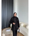 Yan Fermuarlı 3 İplik Takım - Siyah