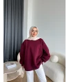 Yds-Oversize 3 İplik Sweat - Bordo