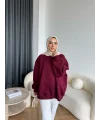 Yds-Oversize 3 İplik Sweat - Bordo