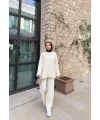Zeyn Düğmeli Triko Takım - Bej