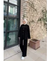 Zeyn Düğmeli Triko Takım - Siyah