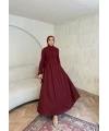 Zeynep Büzgü Detaylı Elbise - Bordo