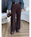 Zeyns Kumaş Palazzo Pantolon - Acı Kahve