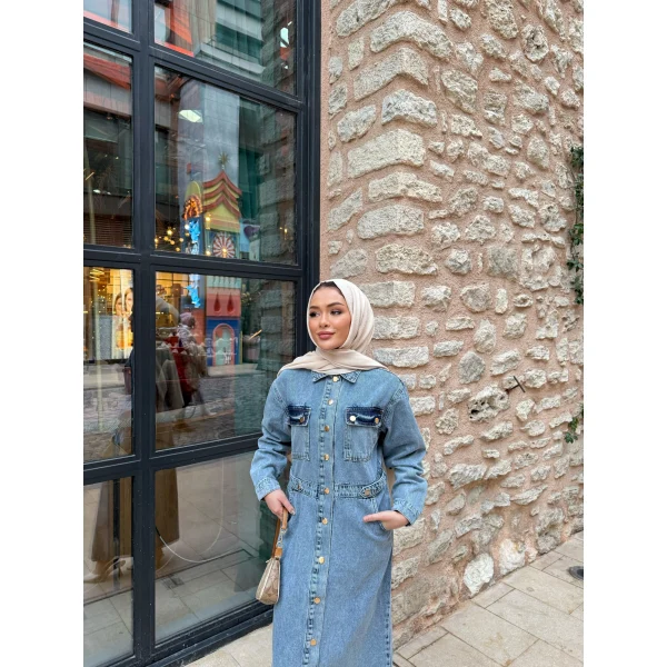 Melsa Kot Elbise - Açık Mavi