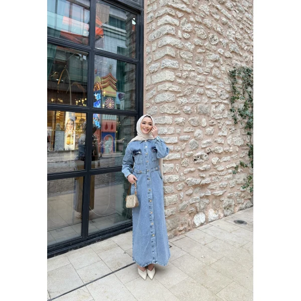 Melsa Kot Elbise - Açık Mavi