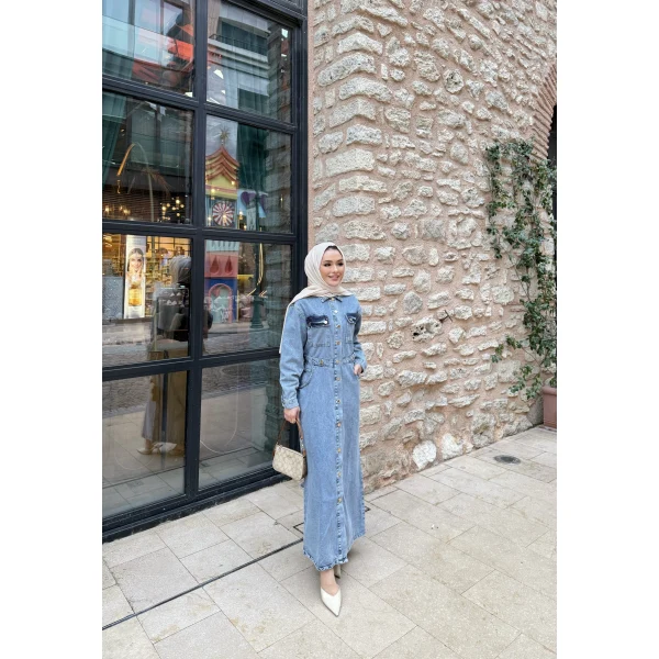 Melsa Kot Elbise - Açık Mavi