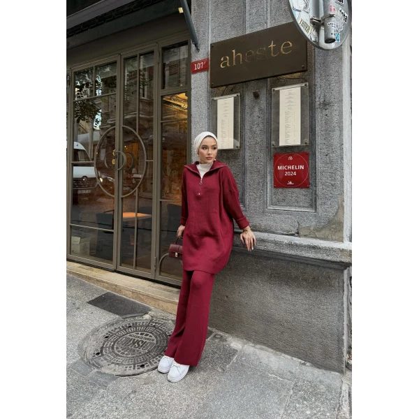 Sina Fermuarlı Takım - Bordo