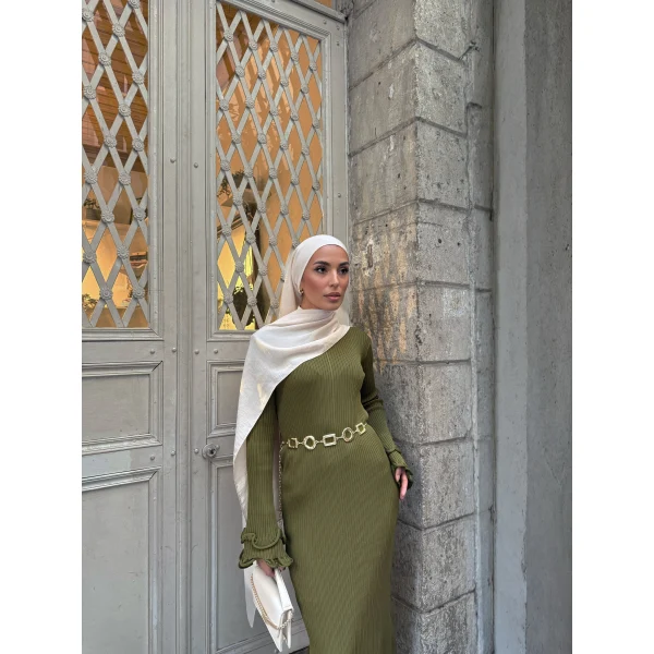 Tamara Kol Detaylı Elbise - Yeşil