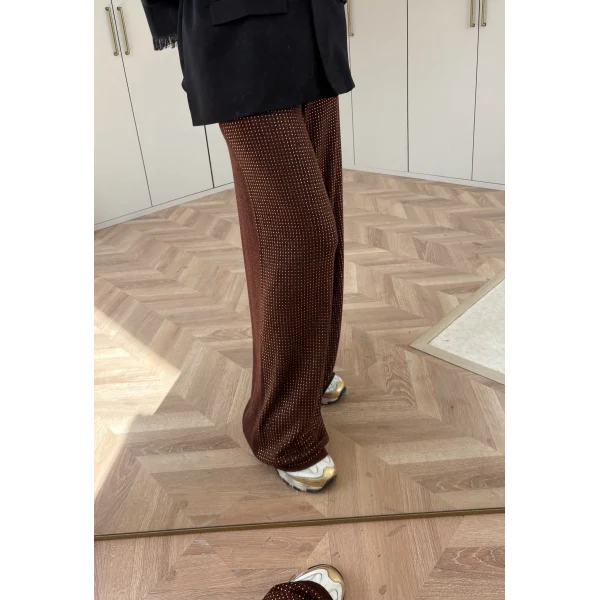 Taşlı Triko Pantolon - Kahve